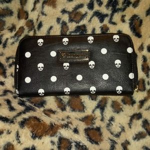 Loungefly polka dot skull wallet